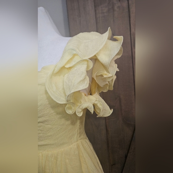 ANGEL BIBA Sunday Dreams Ruffle Strap Mini Dress Butter Yellow. Size XS NWT - Picture 16 of 16